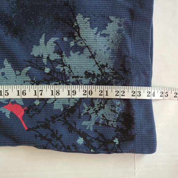 Vintage Artisans Cardinal Embellished Button Up Top SMALL Blue Red Pockets Birds - Picture 14 of 14